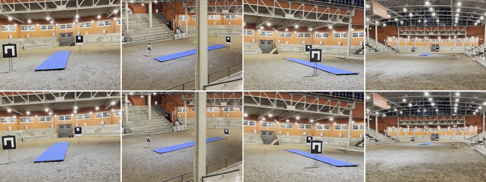 The photorealistic Gaussian-splat digital twin of the indoor flight space.